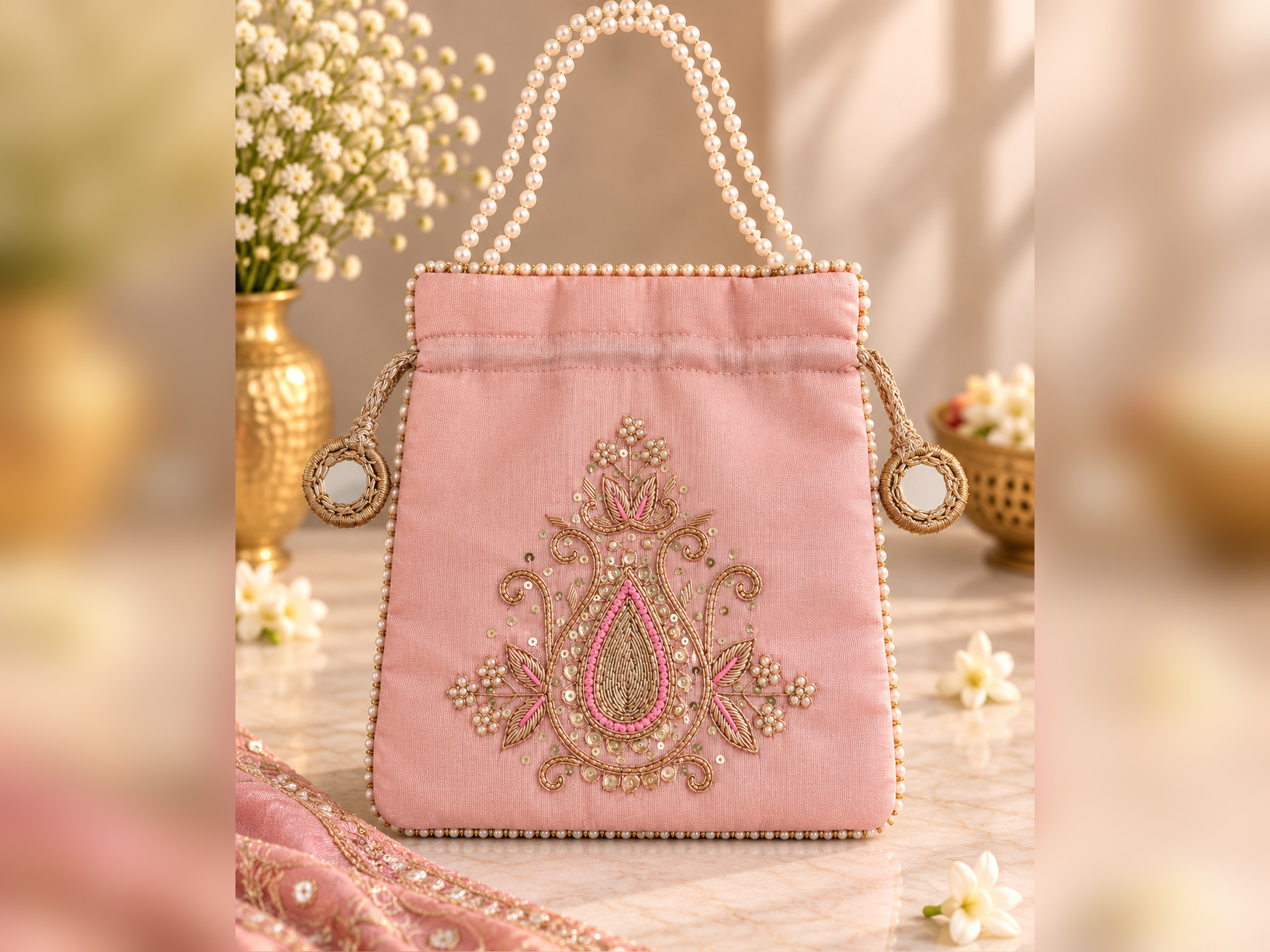 Blush Royale Embroidered Potli Bag