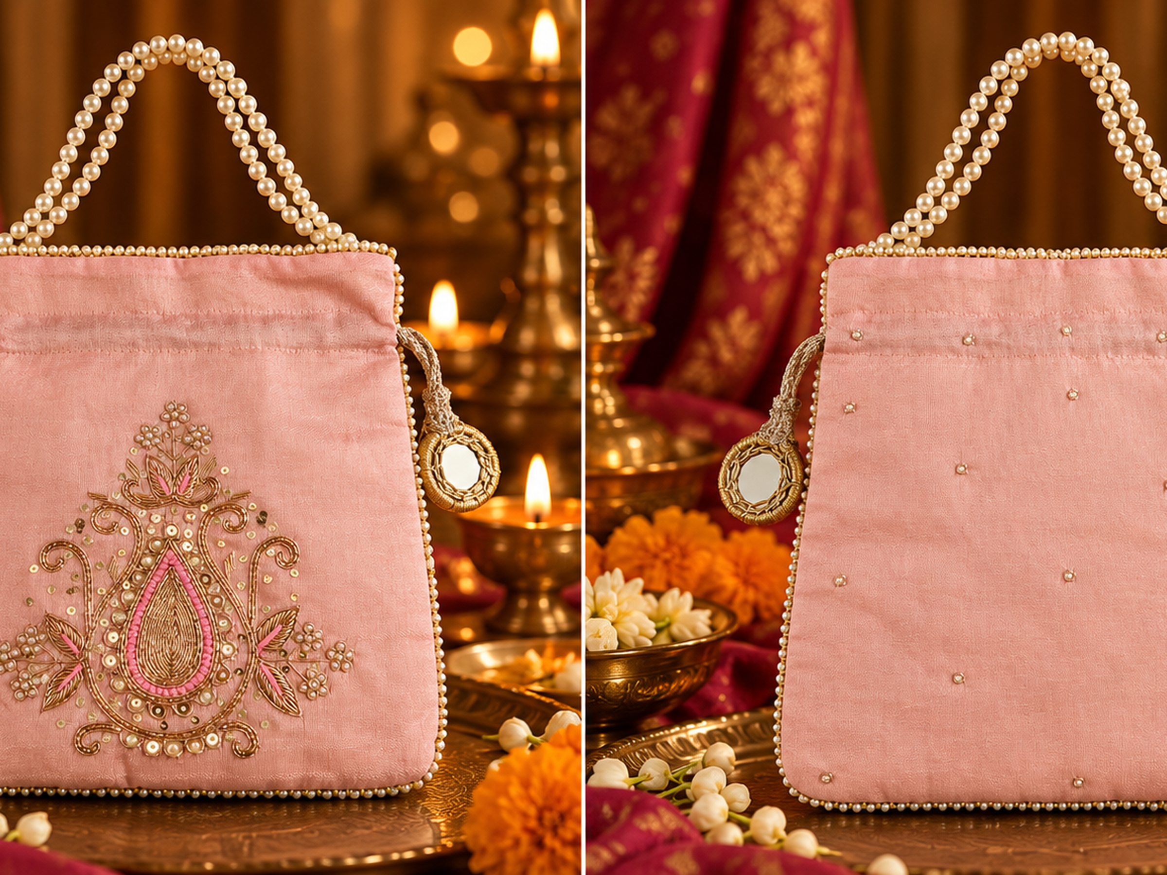 Blush Royale Embroidered Potli Bag - Image 2